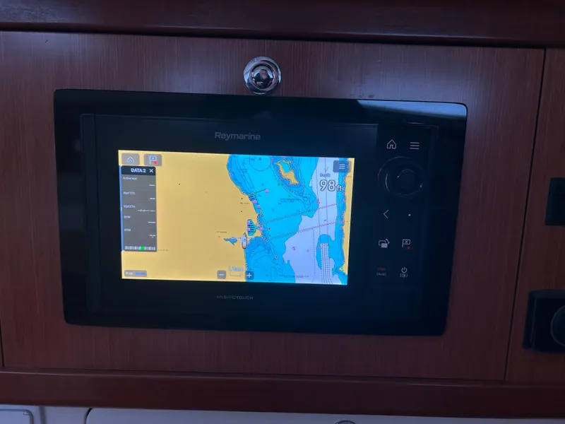 Slide: The Image of Navigation system on 2008 Beneteau Oceanis 46 sailboat, displaying nautical chart. - 33