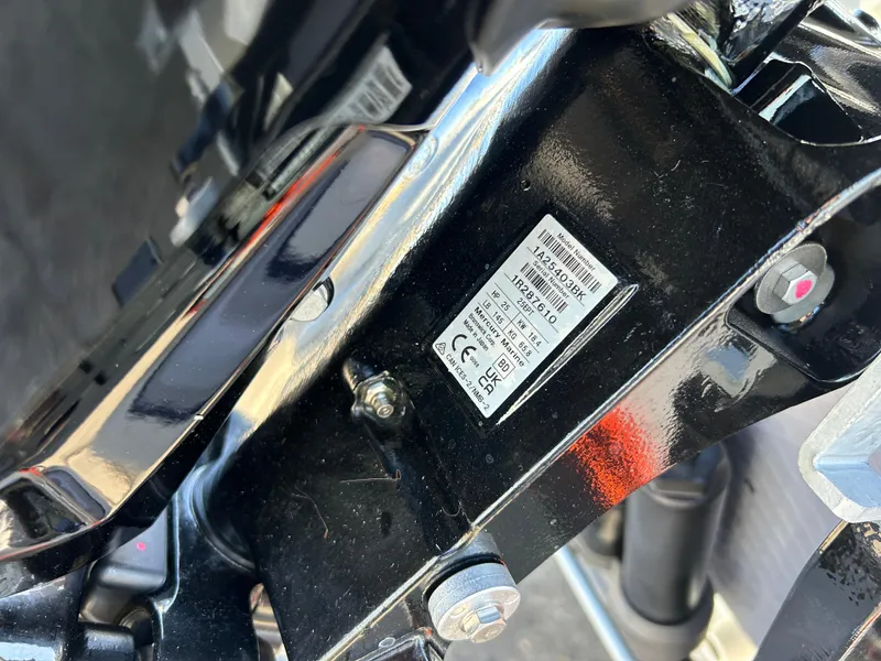 Slide: The Image of Close-up of a 2025 Highfield CL340 model label on a black metal surface. - 9