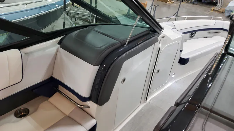 Slide: The Image of 2025 Formula 330 Crossover Bowrider I/O interior with sleek seating and modern design. - 28