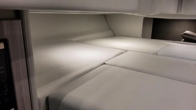 Slide: The Image of Interior cabin of 2025 Formula 330 Crossover Bowrider I/O, featuring sleek, modern design. - 43