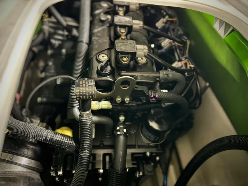 Slide: The Image of Close-up of 2022 Yamaha WaveRunner EX engine components. - 11