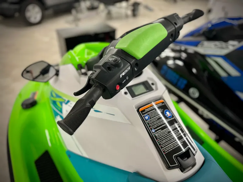 Slide: The Image of 2022 Yamaha WaveRunner EX, green and black handlebar, close-up view. - 7