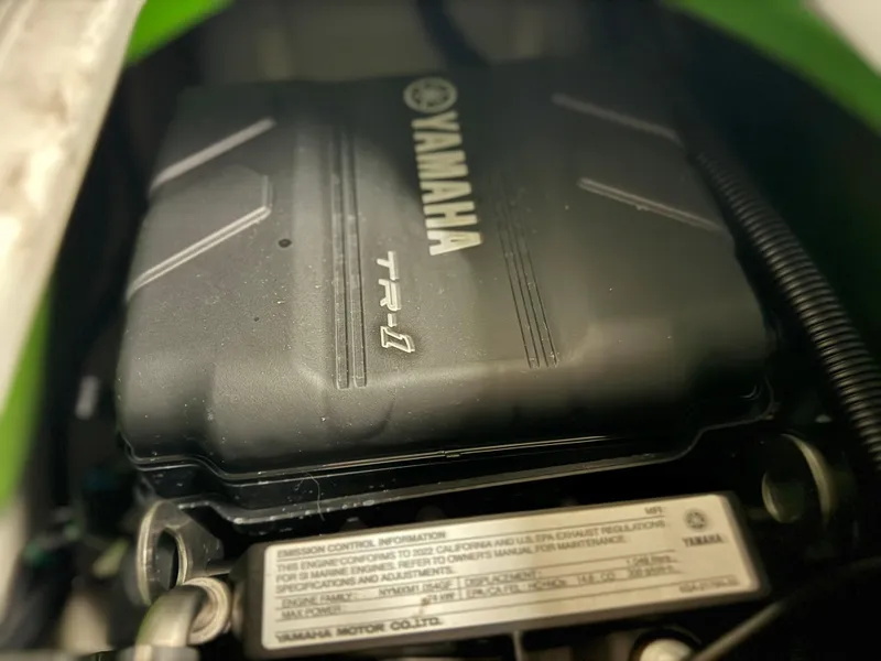 Slide: The Image of Close-up of 2022 Yamaha WaveRunner EX engine with TR-1 branding. - 9