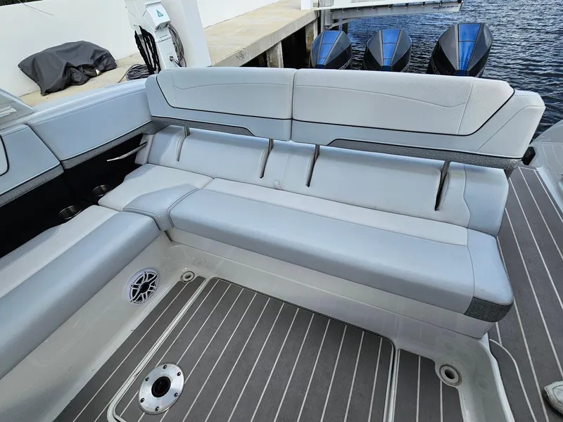 Slide: The Image of 2023 Formula 350 Crossover Bowrider interior with sleek seating and modern design. - 20