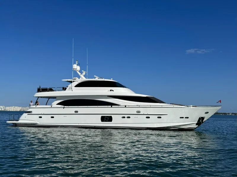 Slide: The Image of Luxurious 2015 Horizon E88 yacht cruising on calm blue waters. - 0