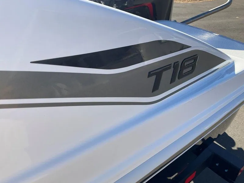 Slide: The Image of 2025 Tahoe T18 boat with sleek design and modern graphics. - 30