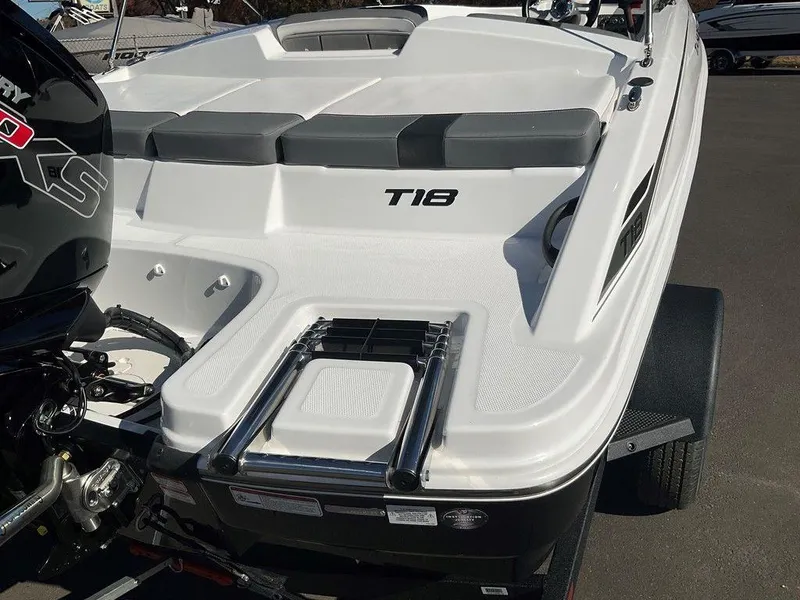 Slide: The Image of 2025 Tahoe T18 boat with sleek design and modern features. - 34