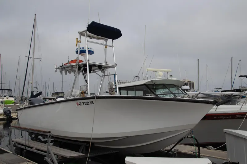 The Image of 1979 Chaparral 224 Fisherman boat docked at marina, overcast sky. - 0