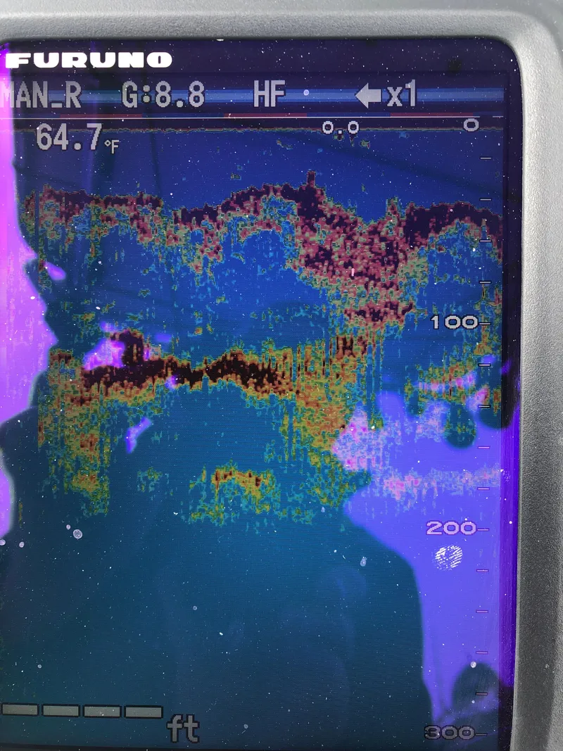 Slide: The Image of Fish finder display on a 1979 Chaparral 224 Fisherman boat. - 6