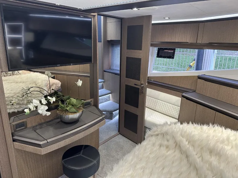 Slide: The Image of Luxurious interior of 2019 Galeon 650 Sky yacht with modern decor and plush furnishings. - 15