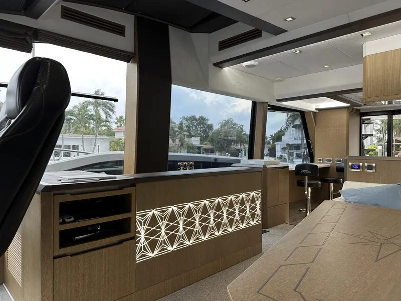 Slide: The Image of Luxurious interior of 2019 Galeon 650 Sky yacht with modern design elements. - 21