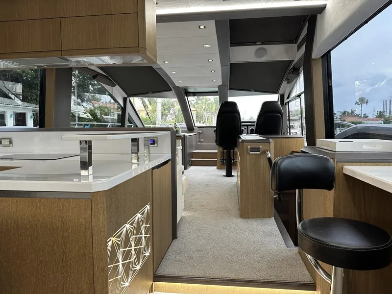 Slide: The Image of Luxurious interior of 2019 Galeon 650 Sky yacht with modern design and spacious layout. - 25