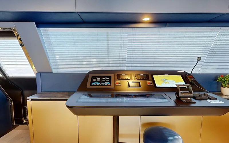 Slide: The Image of Modern helm station of 2024 Sunreef 60 Sail yacht with navigation equipment. - 7