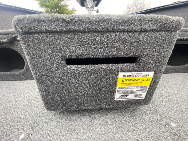 Slide: The Image of 2025 Lund 1775 Pro Guide boat interior with seating capacity label. - 32