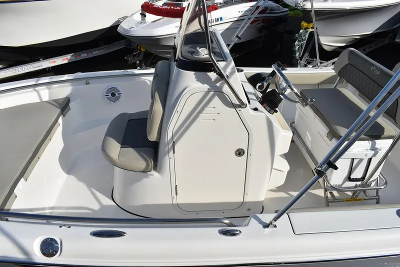 Slide: The Image of 2025 Key West 189 FS boat interior with seating and console. - 15