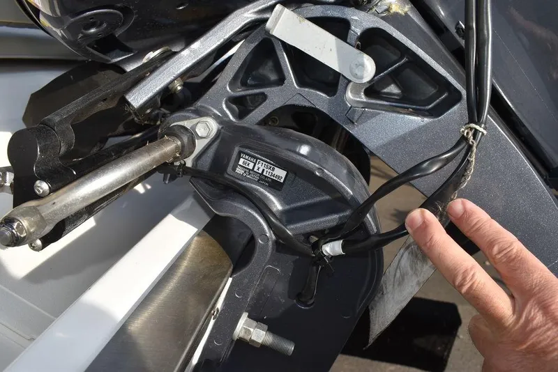 Slide: The Image of Close-up of 2025 Key West 189 FS boat engine components. - 32