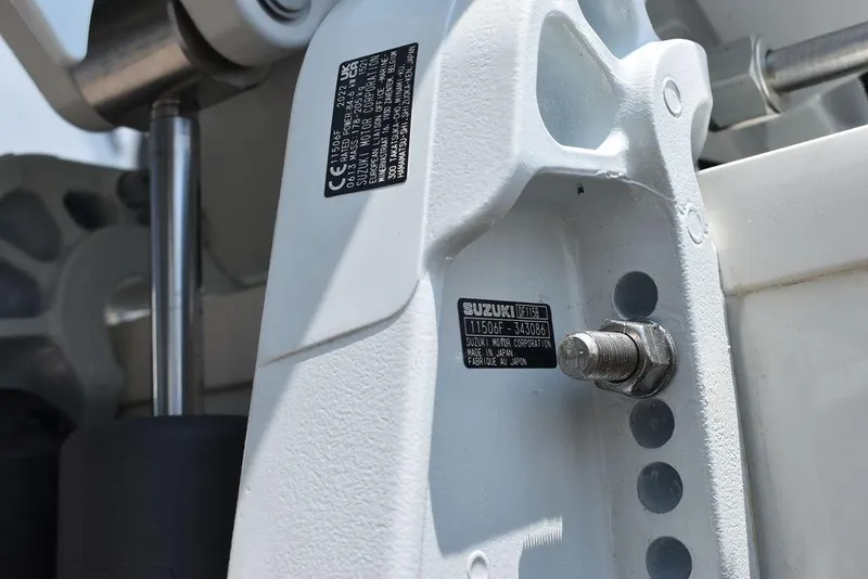 Slide: The Image of Close-up of 2023 Stingray 191DC boat engine component with labels. - 47