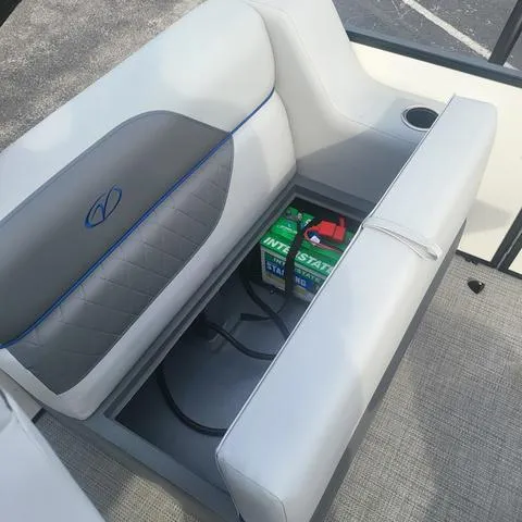 Slide: The Image of 2025 Veranda Vista Sport 20 RC boat seat storage with batteries. - 23
