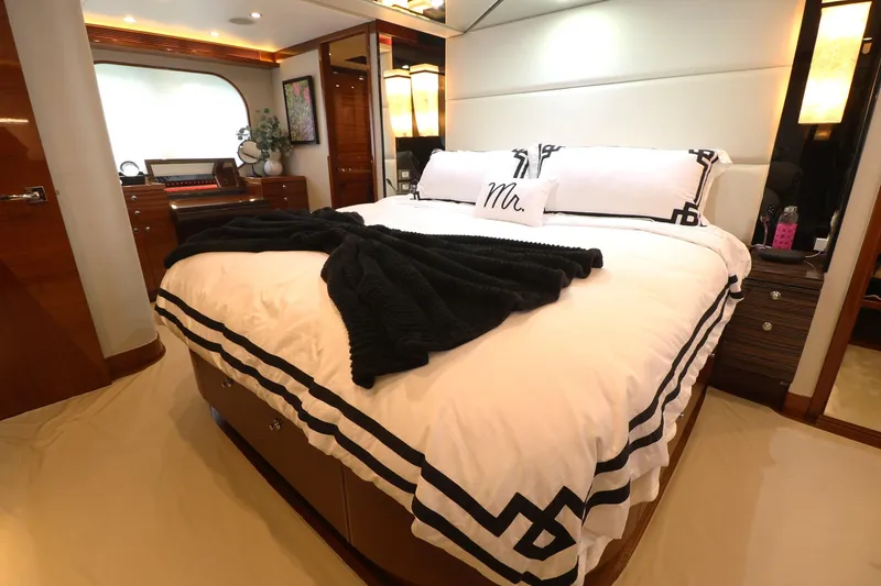Slide: The Image of Luxurious bedroom interior of 2013 Cheoy Lee Bravo yacht with elegant bedding and decor. - 43