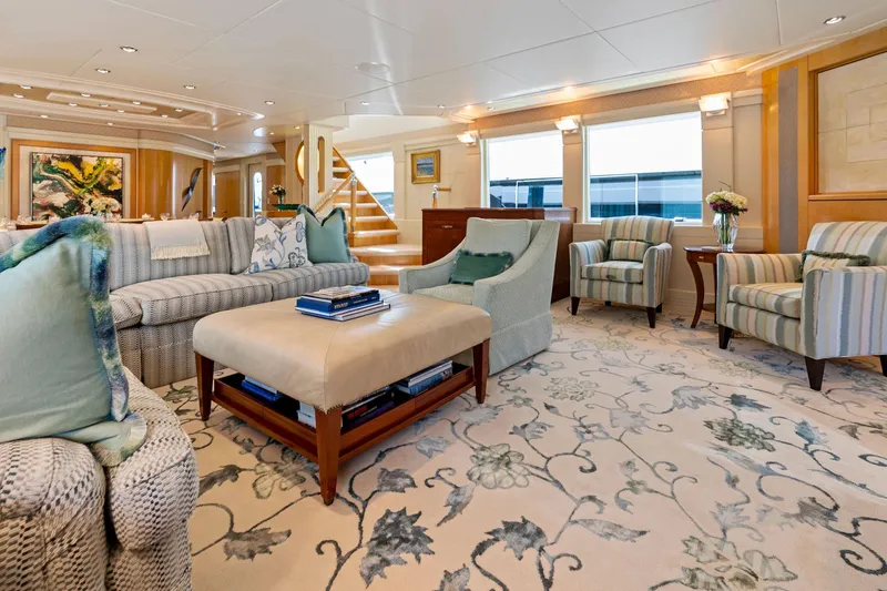Slide: The Image of Luxurious interior of 2001 Delta 124 Motoryacht with elegant seating and decor. - 22