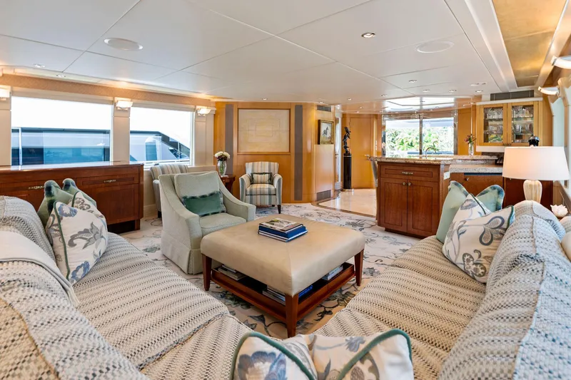 Slide: The Image of Luxurious interior of 2001 Delta 124 Motoryacht with elegant seating and decor. - 23