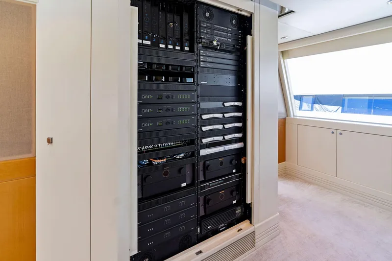 Slide: The Image of Electrical equipment panel on 2001 Delta 124 Motoryacht, featuring modern control systems. - 56