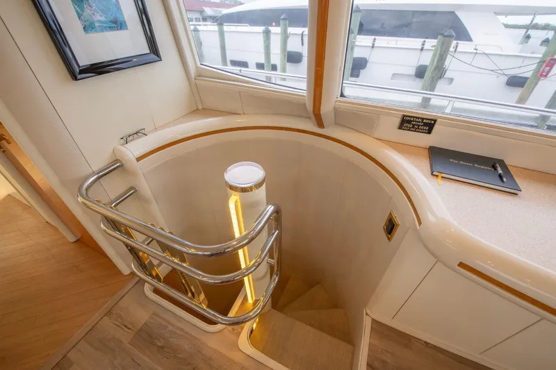 Slide: The Image of Bathroom interior of 1997 Lazzara 76 Motor Yacht with marina view. - 30
