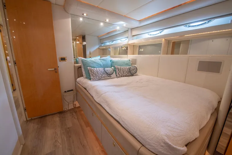 Slide: The Image of Luxurious bedroom interior of 1997 Lazzara 76 Motor Yacht with modern design. - 44