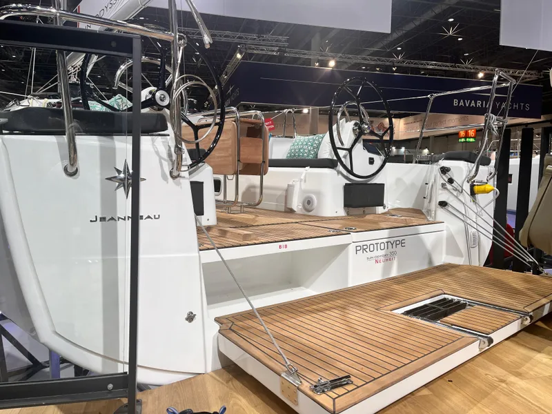 Slide: The Image of Jeanneau Sun Odyssey 350-79373 prototype yacht, 2026 model, with sleek deck design. - 9