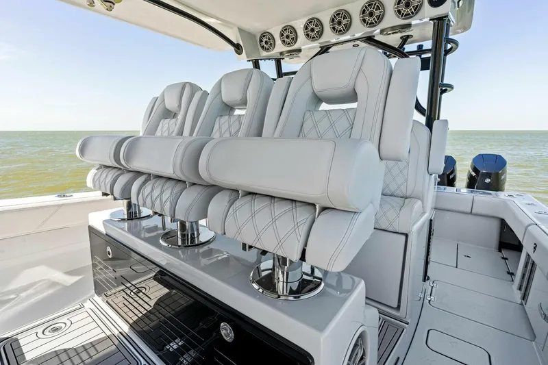 Slide: The Image of Luxury seating on 2024 Barker Boatworks 40 High Performance Cat. - 24