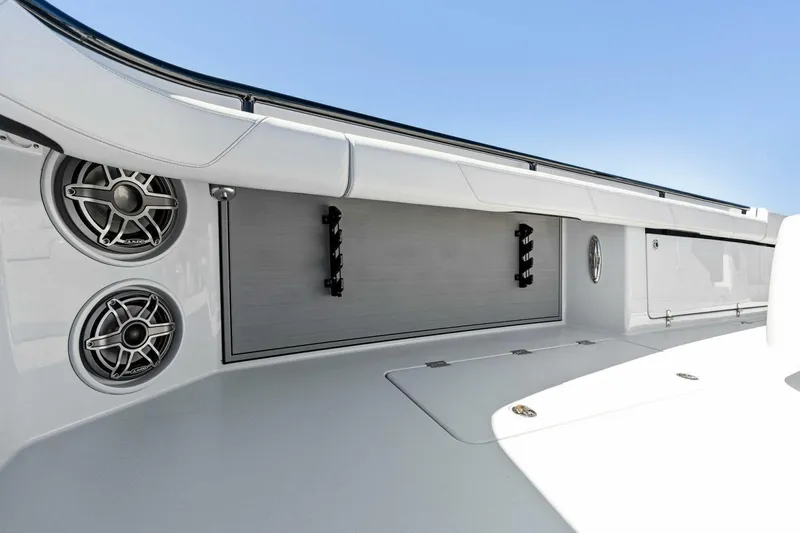 Slide: The Image of 2024 Barker Boatworks 40 High Performance Cat interior with sleek design and modern features. - 9