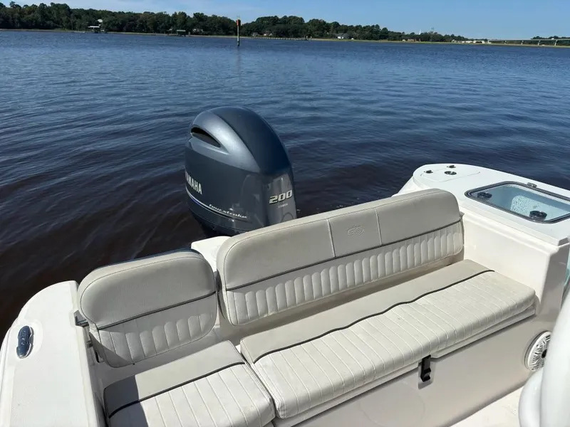 Slide: The Image of 2020 Sea Fox 228 Commander boat with Yamaha 200 engine on calm water. - 6