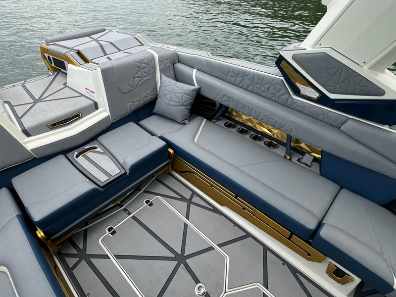Slide: The Image of Luxurious interior of 2024 Nautique Super Air Nautique G25 Paragon boat. - 10