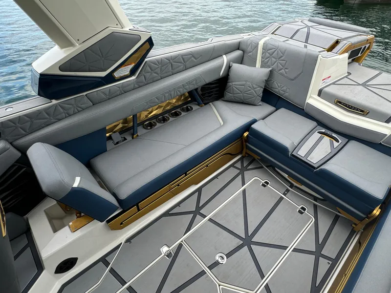 Slide: The Image of 2024 Nautique Super Air Nautique G25 Paragon interior with luxurious seating and modern design. - 9