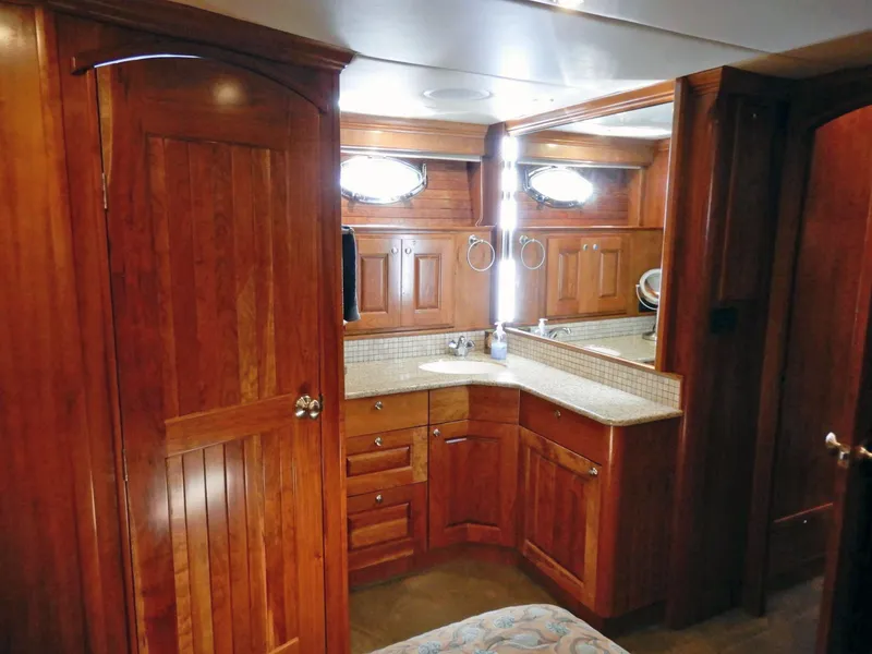 Slide: The Image of Luxurious wooden interior of 2008 Bracewell Pacesetter 540 yacht bathroom. - 12