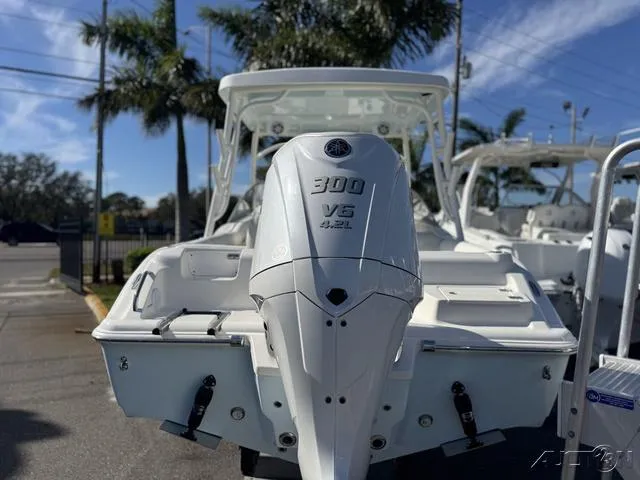 Slide: The Image of Close-up of Yamaha 300 V6 4.2L outboard engine on 2025 Key West 239 DFS. - 6
