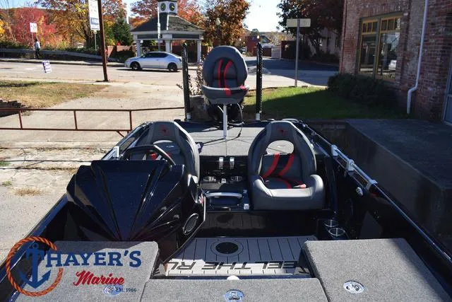 Slide: The Image of 2025 Bass Cat Cougar FTD boat interior at Hayer's Marine dealership. - 23