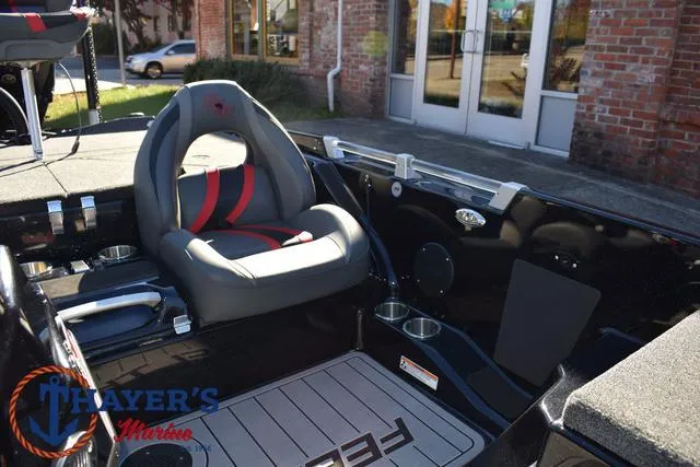 Slide: The Image of 2025 Bass Cat Cougar FTD boat interior with sleek seating and modern design. - 24