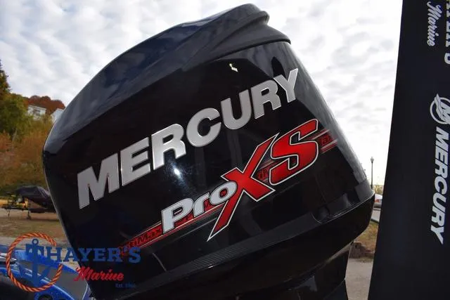 Slide: The Image of Mercury Pro XS outboard motor on 2018 Nitro Z21 boat, Thayer's Marine logo visible. - 10