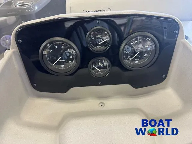 Slide: The Image of Dashboard of 2025 Princecraft Vectra 21 RL SS pontoon boat with gauges. - 15