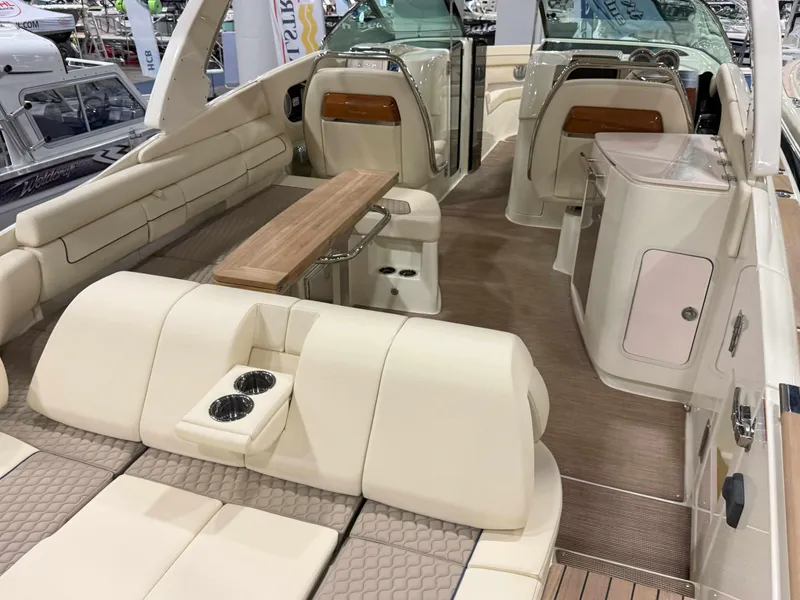 Slide: The Image of 2025 Chris-Craft Launch 35 GT interior with luxurious seating and elegant design. - 2