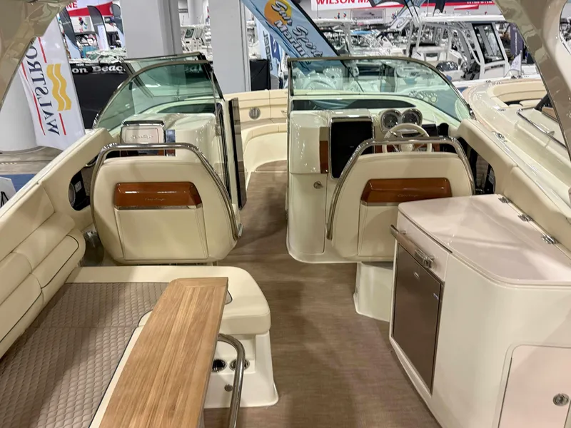 Slide: The Image of 2025 Chris-Craft Launch 35 GT interior with luxurious seating and modern dashboard. - 3