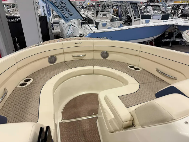 Slide: The Image of 2025 Chris-Craft Launch 35 GT boat interior with luxurious seating and elegant design. - 9