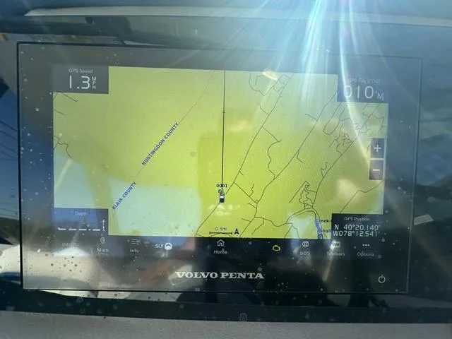 Slide: The Image of Volvo Penta GPS navigation screen in 2023 Regal LS6 boat, displaying map and speed. - 17