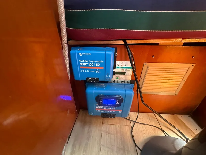 Slide: The Image of Victron BlueSolar charge controllers in 2006 Beneteau 393 yacht interior. - 23
