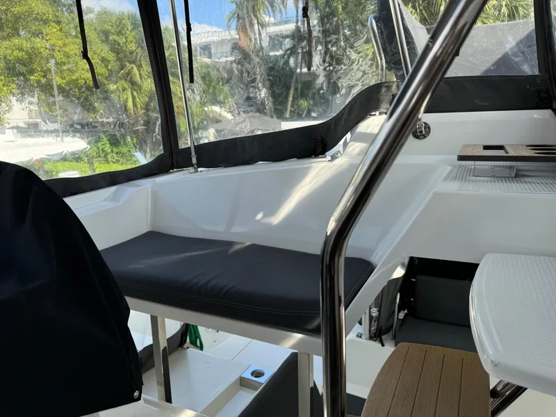 Slide: The Image of Interior view of 2020 Fountaine Pajot Elba 45 catamaran with seating and windows. - 15