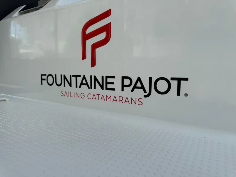 Slide: The Image of Fountaine Pajot Elba 45 catamaran logo, 2020 model, sailing catamarans branding. - 51