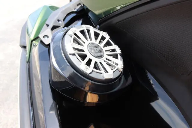 Slide: The Image of Close-up of a 2025 Kawasaki Jet Ski Ultra 310 speaker detail. - 11