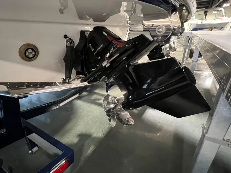 Slide: The Image of 2025 Sea Ray SDX 250 Surf boat propeller and stern detail. - 4