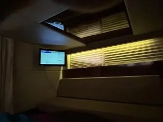 Slide: The Image of Interior of 2013 Sea Ray 370 Venture with TV and ambient lighting. - 13